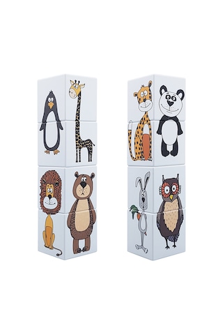Küpss Manyetik Bloklar Puzzle Hayvanlar İki Parçalı -4 Küp