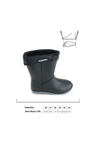 Gezer 00622 Kız Çocuk Termal Astarlı Su Yağmur Geçirmez Çizme Siyah