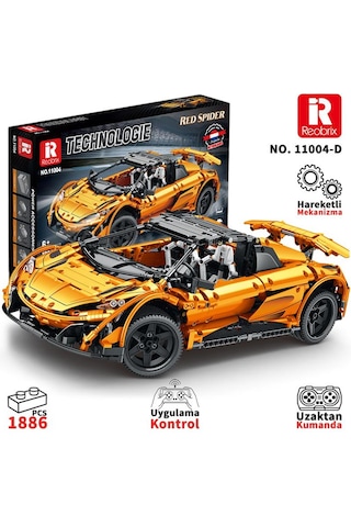Reobrix Technic 11004-d 1/10 Mclaren 675lt Spider Araba Kumanda&motorlu Yaratıcı Yapı Blok Seti Building Blocks - 1886 Parça