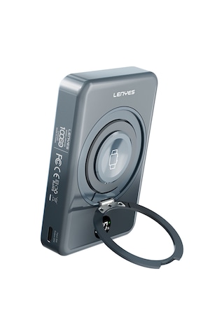 Lenyes Pw1010d Standlı Wireless Powerbank Pd 20w Dijital Led Kablosuz Şarj Özellik 15w 10000mah Gri