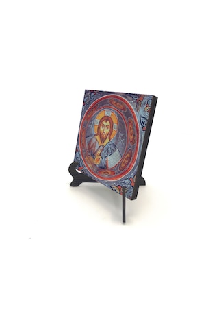 Kapadokya Göreme Karanlık Kilise Freski - Pantokrator İsa Mesih Baskılı Mdf Masaüstlük 10x10