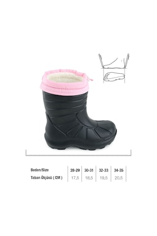Gezer Kız Çocuk Kışlık Eva Boğazdan Lastikli Sessiz Taban Kar Bot Çizme Siyah - Pembe