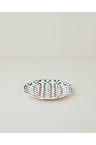 English Home Nostalgic Petals New Bone Pasta Tabağı 20 Cm Yeşil-sarı
