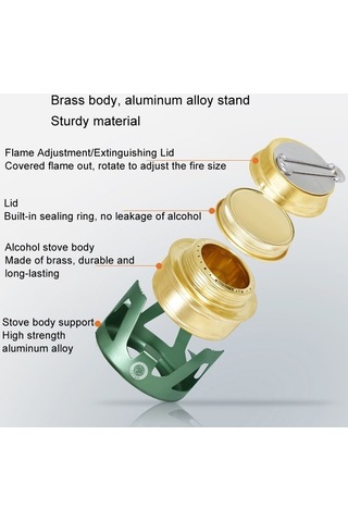 Prestigegoods Stur Y2218 Açık Hava Hafif Alüminyum Sıvı Alkol Ocakları Koyu Yeşil 9,5x6,5 Cm Yeşil