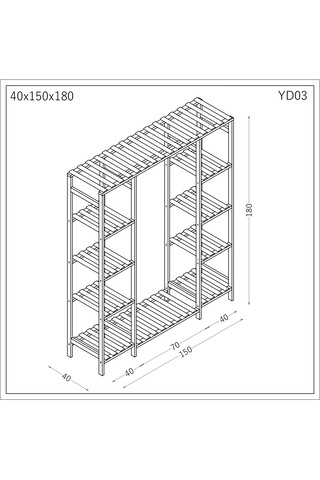 Ahşap Gardırop, Masif Ahşap Dolap, Açık Dolap 150x40x180 Ahşap