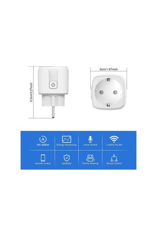 Motion003 Alexa Ses Kontrolü 16a Ab Akıllı Fiş Wi-fi 16a Enerji Ölçüm 110v/220v Oyun Bil