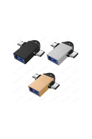 2 In 1 Usb Dişi To Micro Usb + Type-C Otg Adaptör