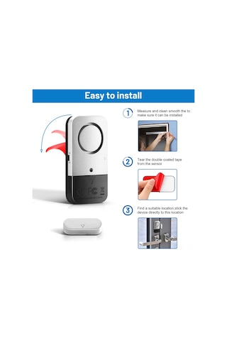 Konesam Ev Güvenliği İçin Kablosuz Pencere-kapı Alarm Sensörü, Akıllı Ev Güvenlik Sistemiyle Uyumlu, Düşük Enerji Tüketimi, 4 Adet Set