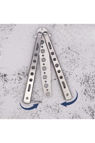 Buffer Gri Katlanabilir Paslanmaz Çelik Kelebek Bıçak Tarak Sakal Bıyık Fırçası Profesyonel Saç Kesimi İçin Tarak