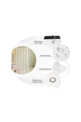 Pazly 72'' Beyaz Peva Su Geçirmez Mantar Önleyici Duş Perdesi 12 Kanca Hediyeli Ev Otel Banyo Beyaz