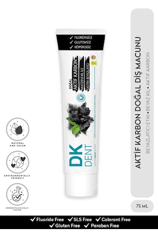 Dermokil DK Dent Aktif Karbon & Kil Beyazlatıcı Diş Macunu 75 ML