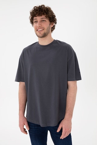U.S. Polo Assn. Erkek Long Fit Bisiklet Yaka Antrasit Basic Tişört 50305988-VR006