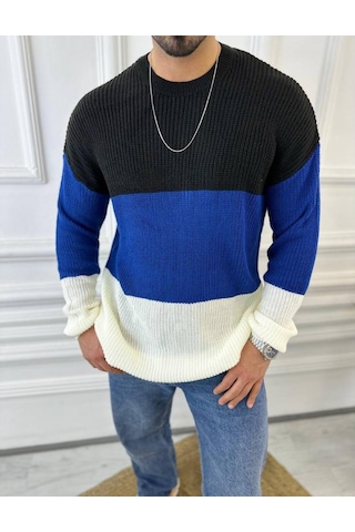 Kazak Oversize Tüylenmez Naturel Pamuk Örme Triko Kazak Beyaz