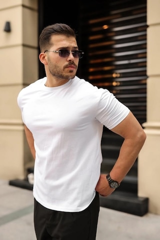 Valensdesign Erkek Kolları Dar Kesim Rahat Kalıp Basic Tişört Beyaz