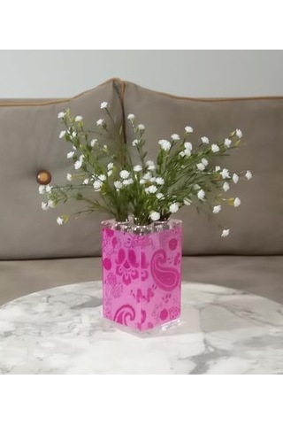 Vazo Dahil,vazo Dahil,vazoda Çiçek,beyaz Yapay Çiçek,vazo Dekoratif Pembe 7x7x17cm Genel