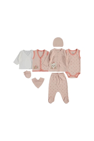 Civil Baby Ceylan Çiçek Baskılı Zıbın Setleri - Pembe Yavruağzı