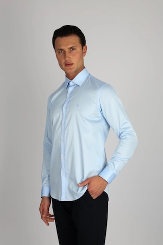 Lorenzo Mazzoli Lm375 C 551 A.mavi Pamuk Saten Comfort Fit Erkek Gömlek A.mavi