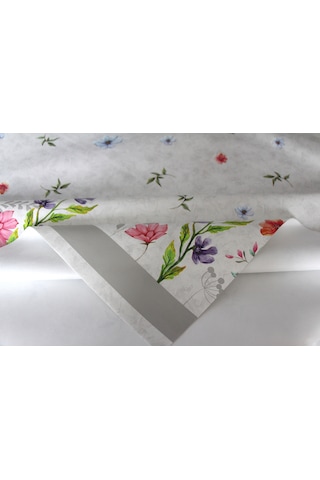 Elyaf Silinebilir Pvc Muşamba Masa Örtüsü Knrsuluçiçek Gri