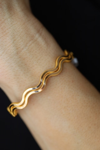 Yenigün Kuyumculuk 14 Ayar Altın İkili Zikzak Ajda Görünümlü Kelepçe Klp31874 Sarı Altın