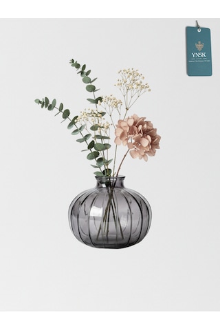 Chacha Home Modern 3'lü Minimalist Cam Çiçek Vazosu Dekoratif Masa Üstü Vazo Seti Füme