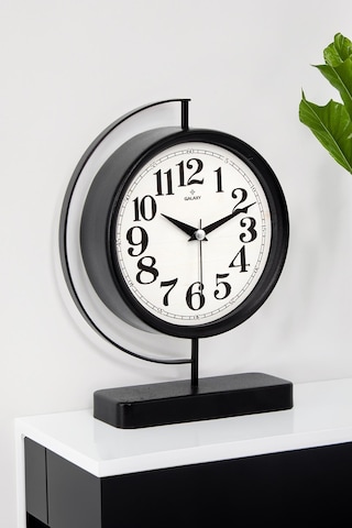 Siyah Metal Masa Saati 25 Cm