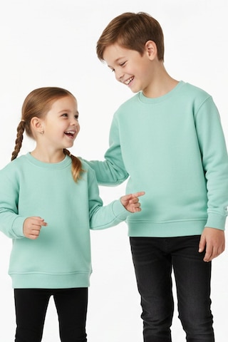 Zuzunga 2'li Basic Şardonlu Çocuk Sweatshirt Su Yeşili - Pudra 9003