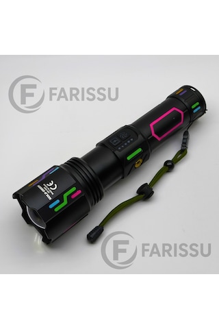 Or-g650 Ultra Güçlü Şarjlı El Feneri 2 Km Menzil, Powerbank Özellikli, Zoomlu Ve Özel Çantalı 200 Watt Siyah