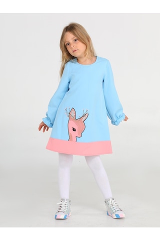 Ceylan Mint Pembe Dokuma Poly Kız Elbise-mint Mint