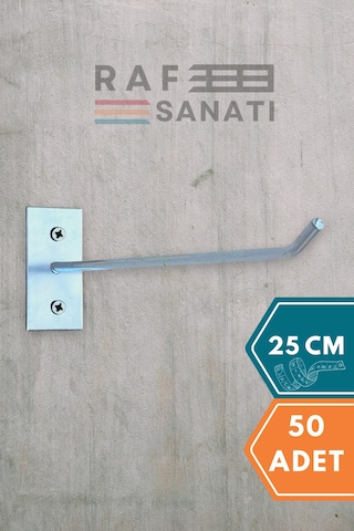 50 Adet Duvar Kancası 25 Cm Duvar Ve Suntaya Monte Askı Kanca Galvaniz