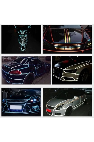 Kırmızı Bisiklet Çıkartmaları Reflektif Uyarı Bandı Folyo Film Dekorasyon Floresan Bisiklet Kask Scooter Motosiklet Güvenlik İşareti Araba Styling Kırmızı