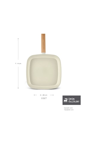 Karaca x Refika Swiss Crystal Almond Cream 28 Cm Grıll Tava Ind