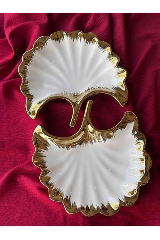 Ginkgo Yaprak Sunum Tabak 2'li Çok Renkli