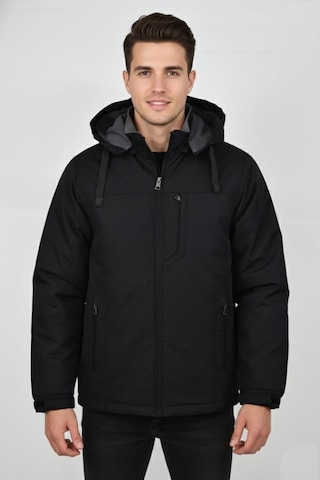 Erkek Büyük Beden Kapüşonlu Mevsimlik Spor Mont 99538 Bbgl-st04877 Siyah
