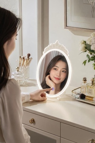 Premium Dekoratif Kristal Elmas Led Işıklı Masa Aynası Lw11 Makyaj Masaüstü Kadın Çok Renkli