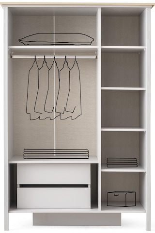 Yakamoz Sis Gri 3 Kapaklı Elbise Dolabı Gardırop 173x56x201cm