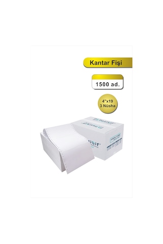 4x19 Kantar Fişi 3 Nüsha 1500 Adet , Beyaz Otokopili Sürekli Form 4''x19 Cm