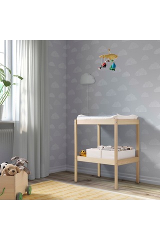 Snıglar Bebek Alt Değiştirme Masası Meridyendukkan Kayın Görünümlü, 72x53 Cm Ahşap