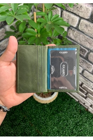 Guard Antik Yeşil Hakiki Deri Kartlık Erkek / Kadın P1169 Yeşil