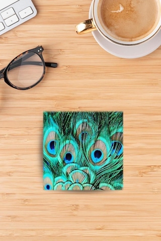 Doğaltaş Bardak Altlığı Uv Baskılı - Tavuz Kuşu Desenler- Stone Coasters Çok Renkli