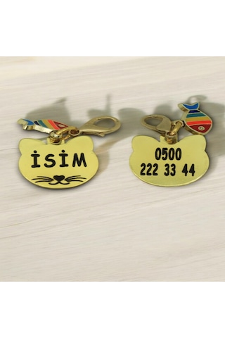 Caramelos Isimli Kedi Tasması Künyesi- Paslanmaz Metal- Çelik