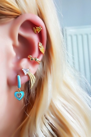 MorMajor Silver Tekli Trıangle Passıng Gümüş Küpe-Sol-7398