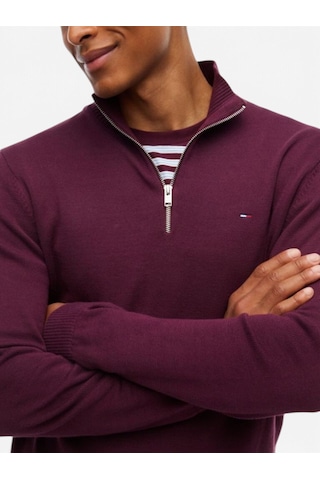 Tommy Hilfiger Tjm Slm Ess Lıght Zıp Swtr Ext Erkek Mor Kazak - Dm0dm21654