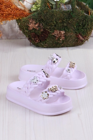 Fort Bella E423 Plaj Deniz Havuz Terliği Hafif Rahat Esnek Kız Çocuk Terlik Pudra