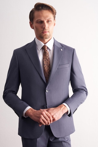 İmza - Lacivert Kırlangıç Yaka Kendinden Desenli Esnek Bel Slim Fit 6 Drop Takım Elbise 1001255168 Lacivert