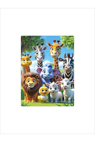 12 Parça Mdf Lazer Kesim Çocuk Puzzle Yapboz 14 X 19 Cm V2