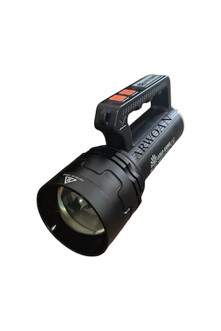 Arwoan Gk-312 Şarjlı Led El Feneri Metal Taşıma Çantalı, Güçlü, Uzun Menzilli, Usb Şarjlı Beyaz