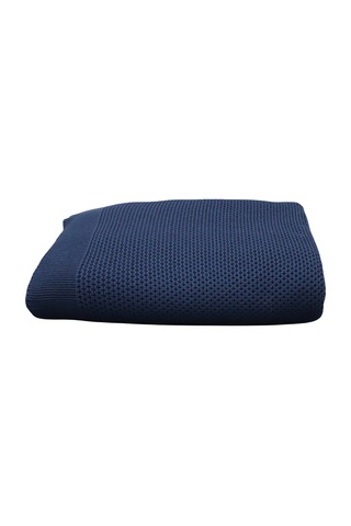 Liva Yumuşak Örgü Battaniye Düz Çift Kişilik 200x220 Cm İndigo Akrilik Yatak Örtüsü Dekoratif Şal Indigo