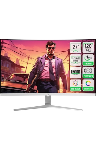 Gamepower Vivid F20 27'' 1 MS 120 Hz Curved RGB Beyaz  VA Full HD Oyuncu Monitör