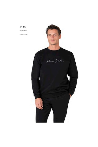 Pierre Cardin 6115 Erkek Uzun Kollu Bisiklet Yaka Üç İplik Eşofman Takımı-siyah Siyah