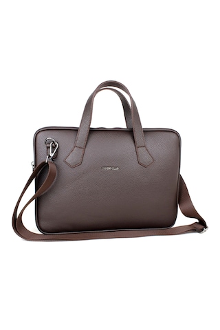 Kadın Kahverengi Evrak Çantası 13,6 İnç Laptop Çantası Kahverengi